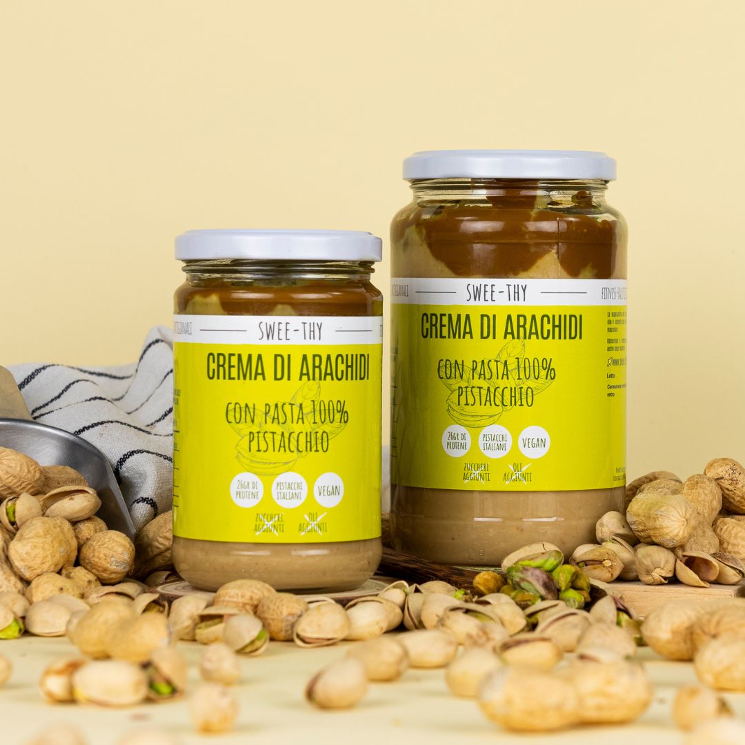 Crema 100% arachidi – con pasta 100% Pistacchio Italiano