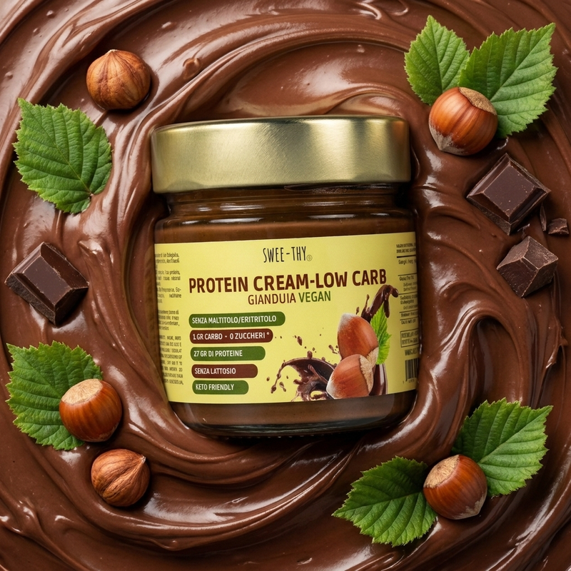 Crema proteica LOW CARB -SENZA LATTOSIO Gianduia Vegana- 200gr